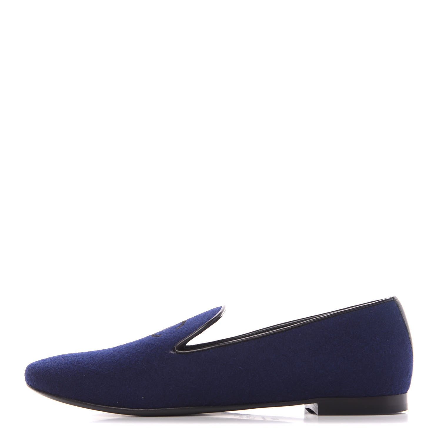 Chanel Fabric Lambskin Womens CC Mocassin Loafers 39.5 Navy Black 2 of 14