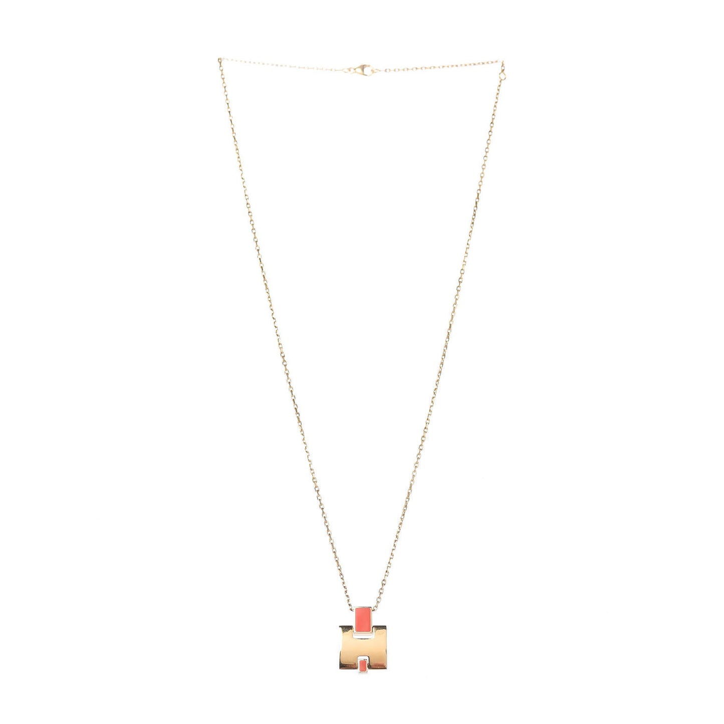 Gold Plated Lacquered Eileen Pendant Necklace Orange Fonce
