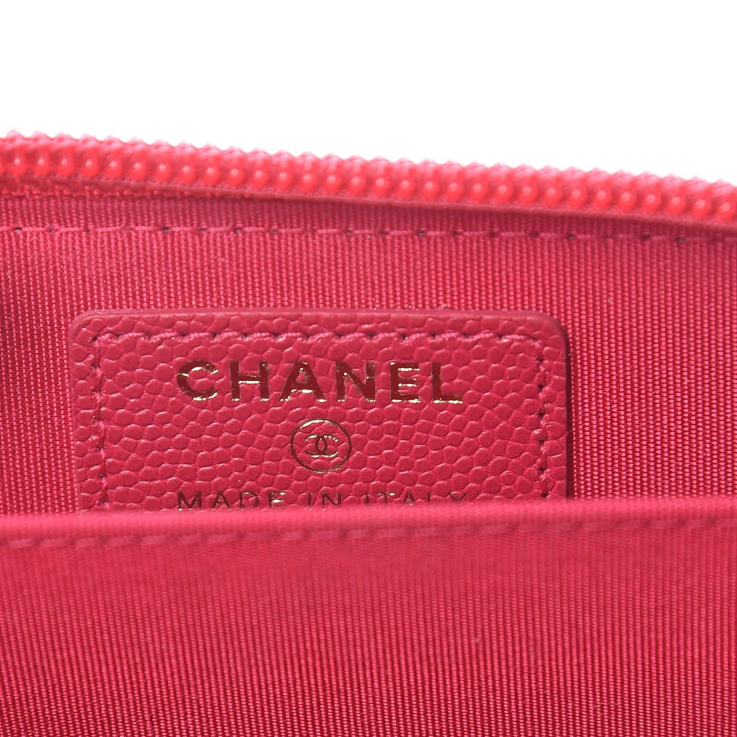 Caviar Quilted Boy Zip Around Coin Purse Wallet Fuchsia