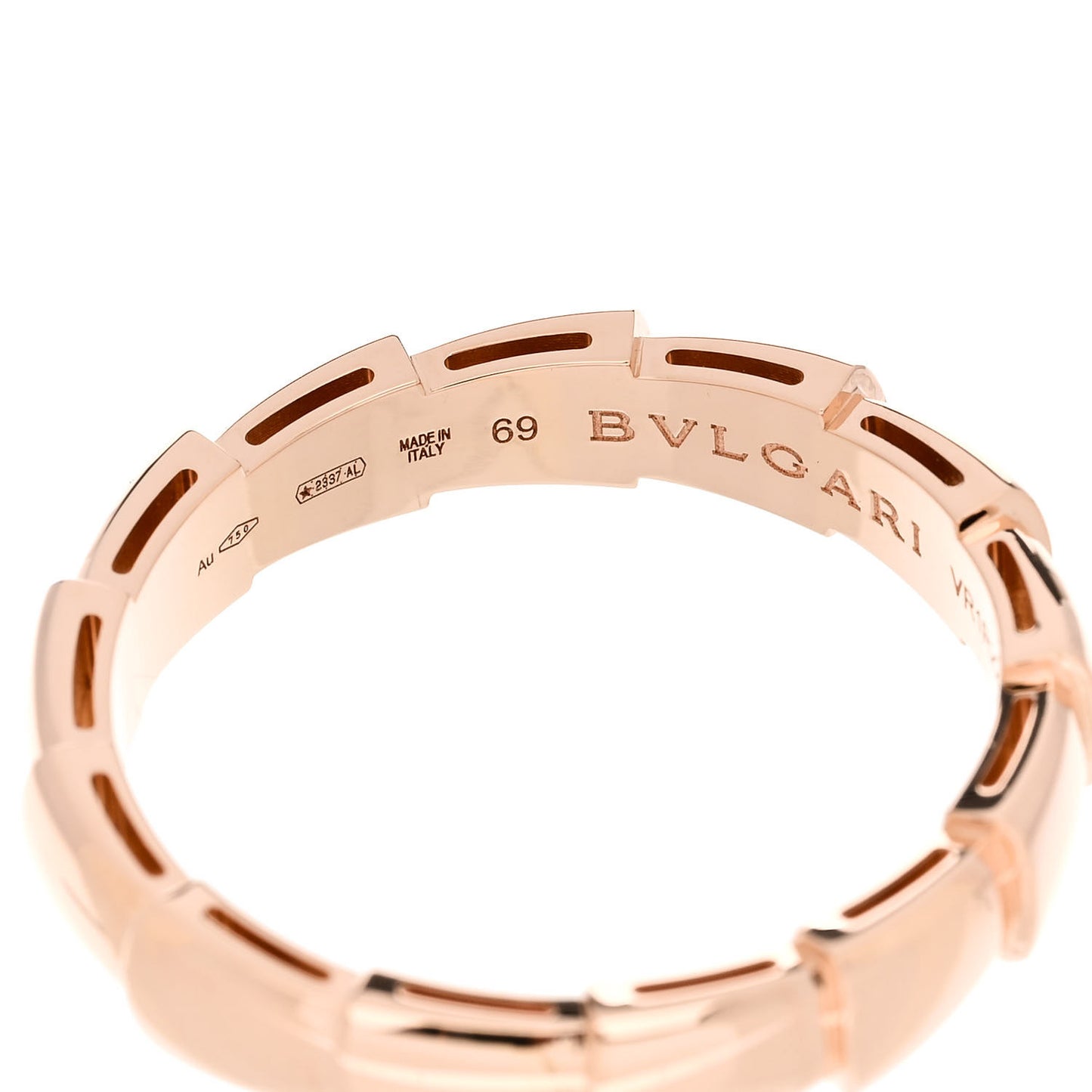 18K Rose Gold Serpenti Viper Band Ring 69 12.5