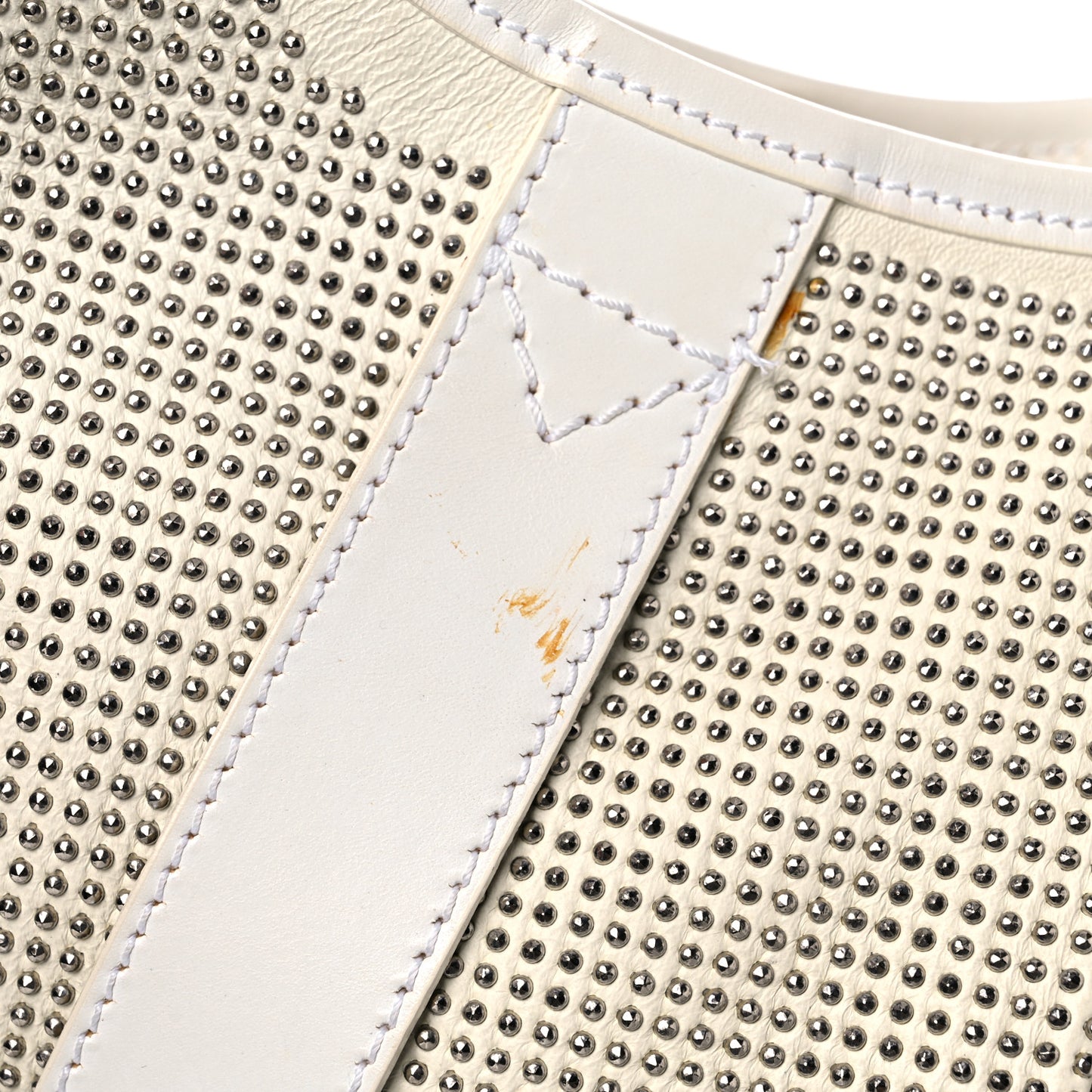 Calfskin Studded Hobo White