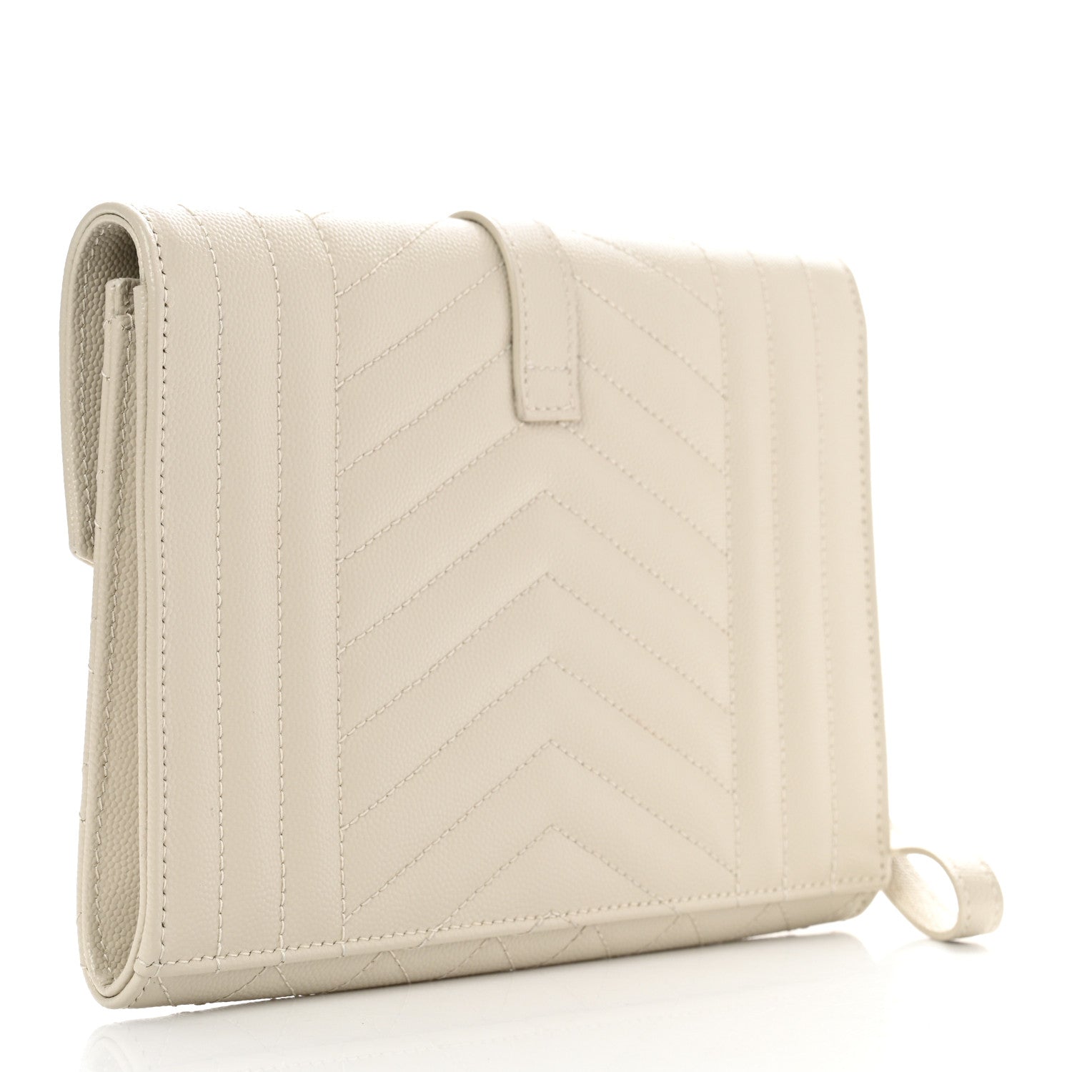Saint Laurent Grain De Poudre Textured Mixed Matelasse Triquilt Monogram Clutch Blanc Vintage 3 of 8
