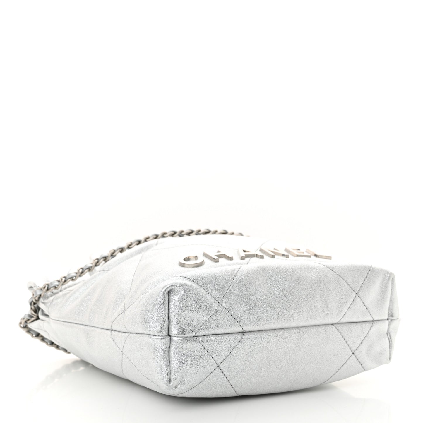 Metallic Lambskin Quilted Mini Chanel 22 Silvery