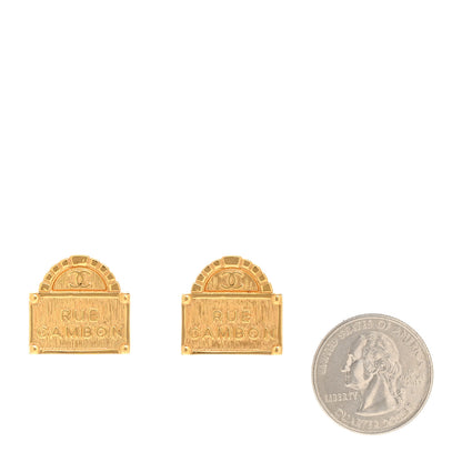 Chanel Metal Rue Cambon Earrings Gold 2 of 5