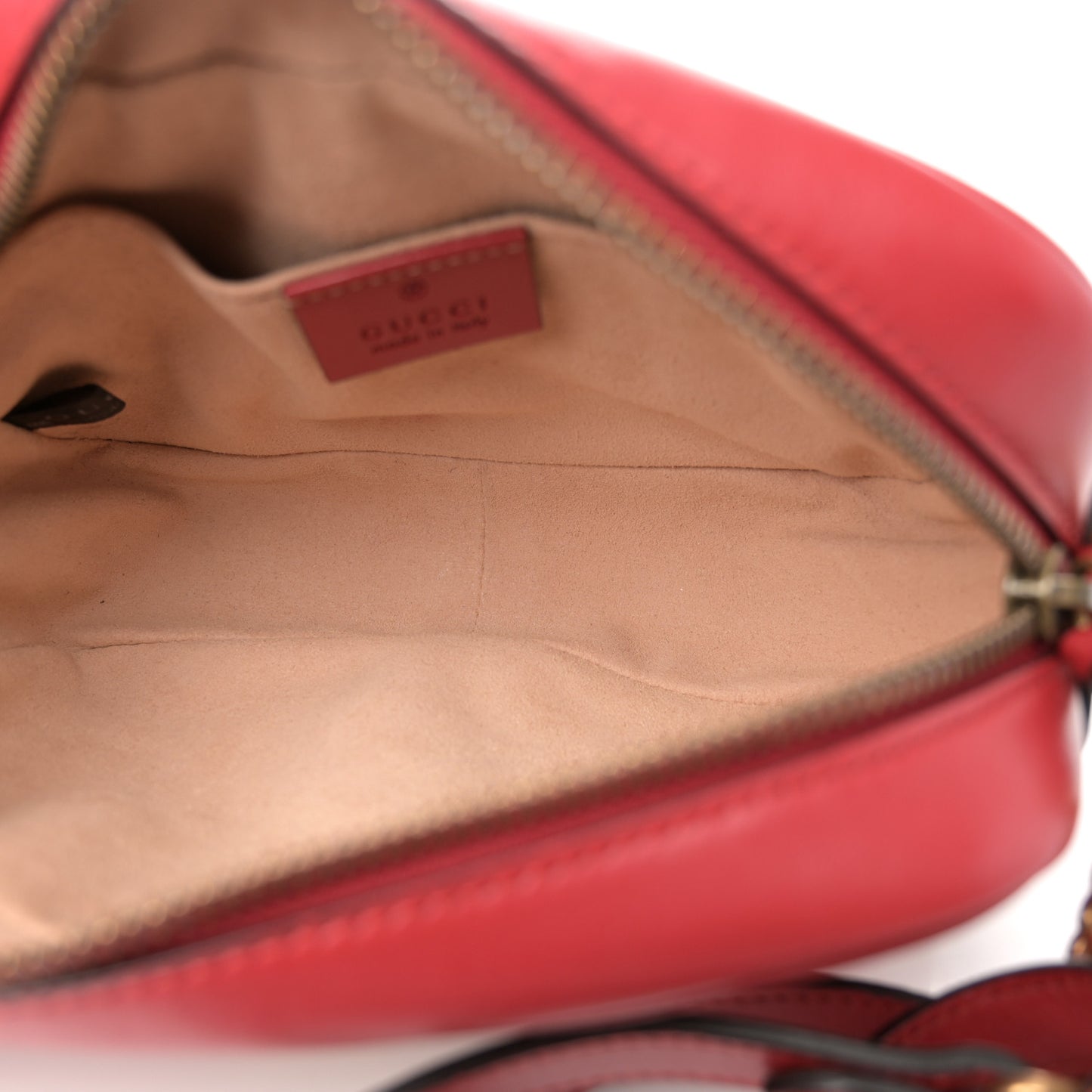 Calfskin Matelasse Mini GG Marmont Chain Shoulder Bag Hibiscus Red