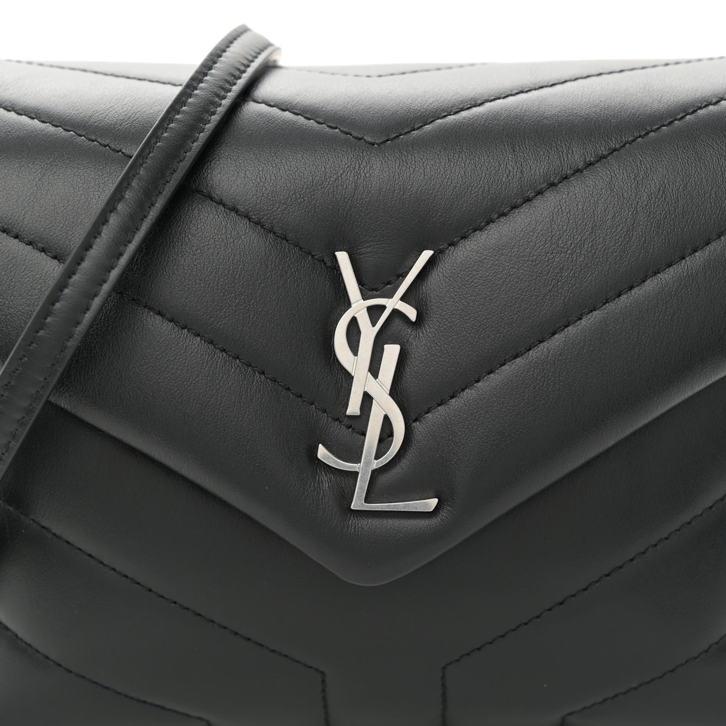 Calfskin Y Quilted Monogram Toy Loulou Crossbody Bag Black