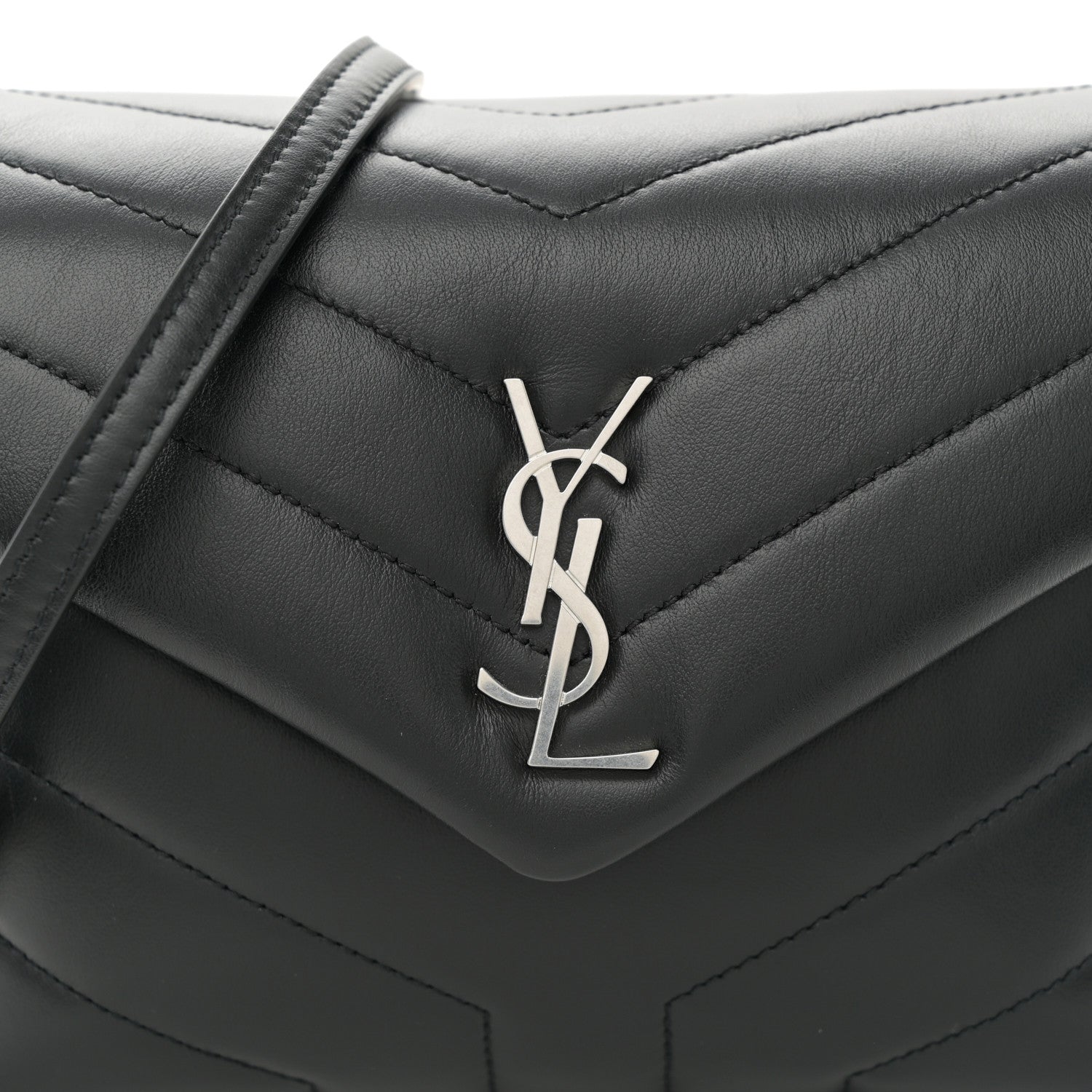 Saint Laurent Calfskin Y Quilted Monogram Toy Loulou Crossbody Bag Black 7 of 10