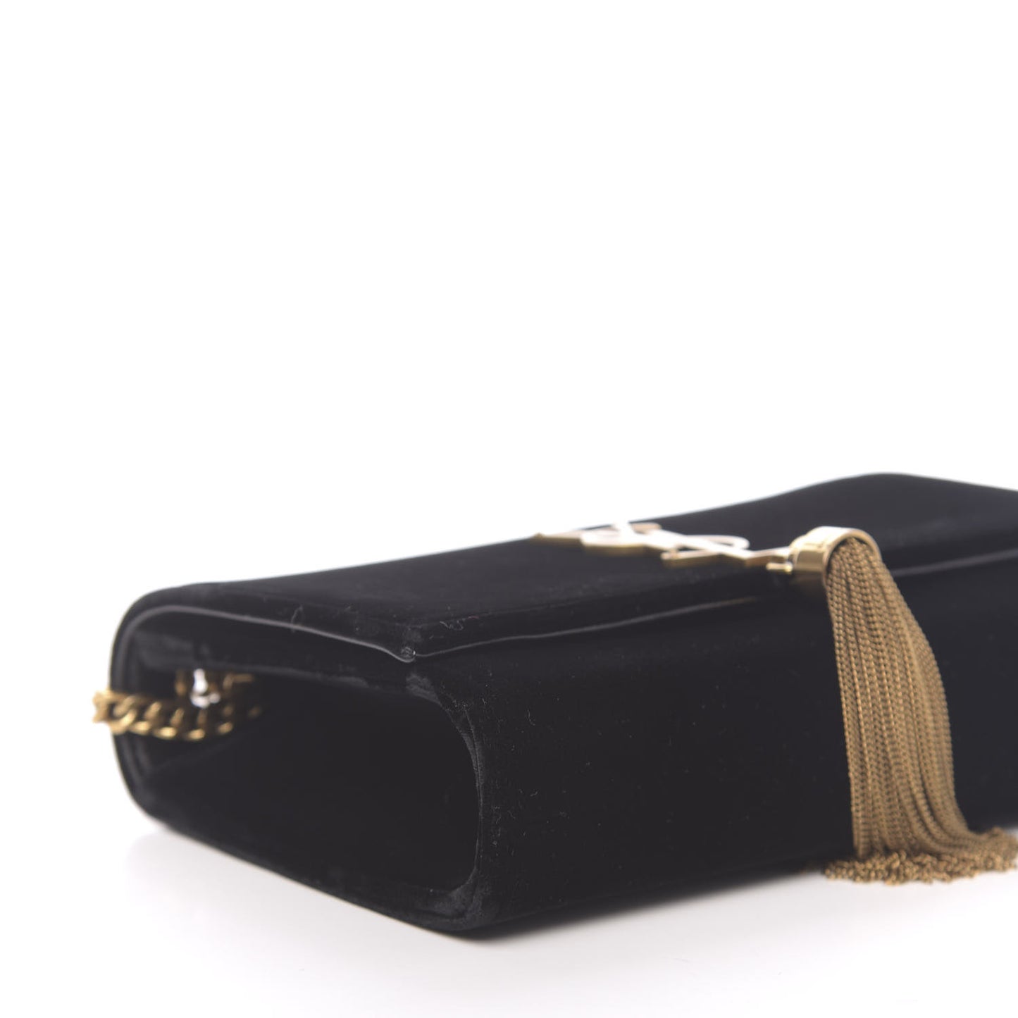 Velvet Small Monogram Kate Tassel Shoulder Bag Black