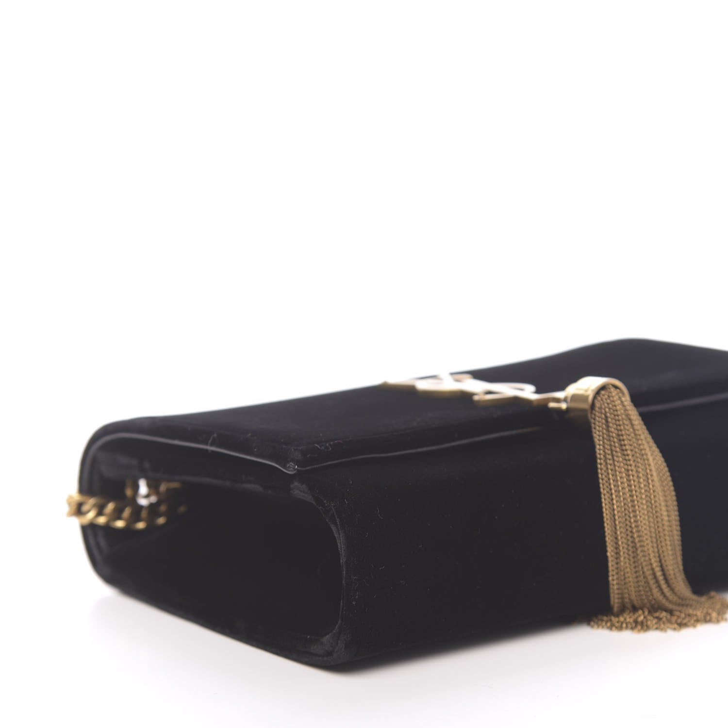 Saint Laurent Velvet Small Monogram Kate Tassel Shoulder Bag Black 7 of 14