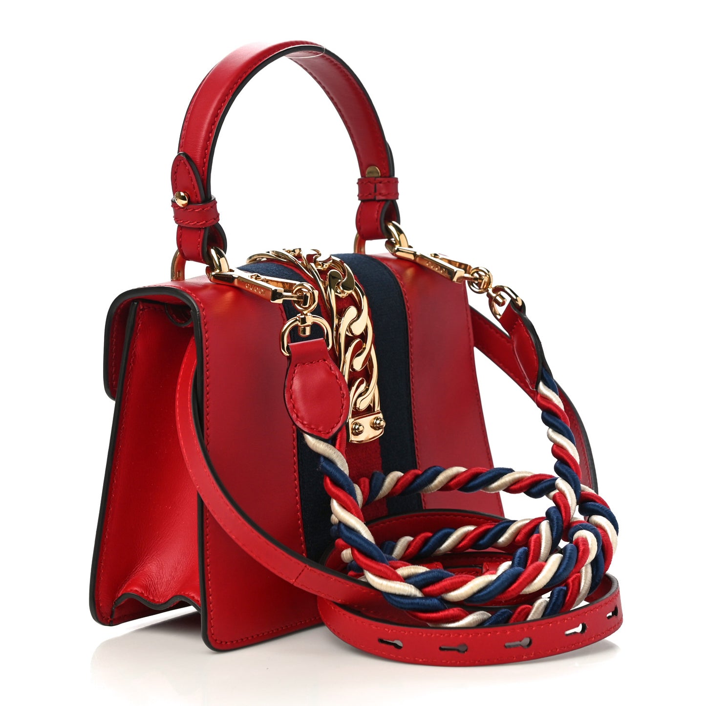 Calfskin Mini Sylvie Top Handle Bag Hibiscus Red