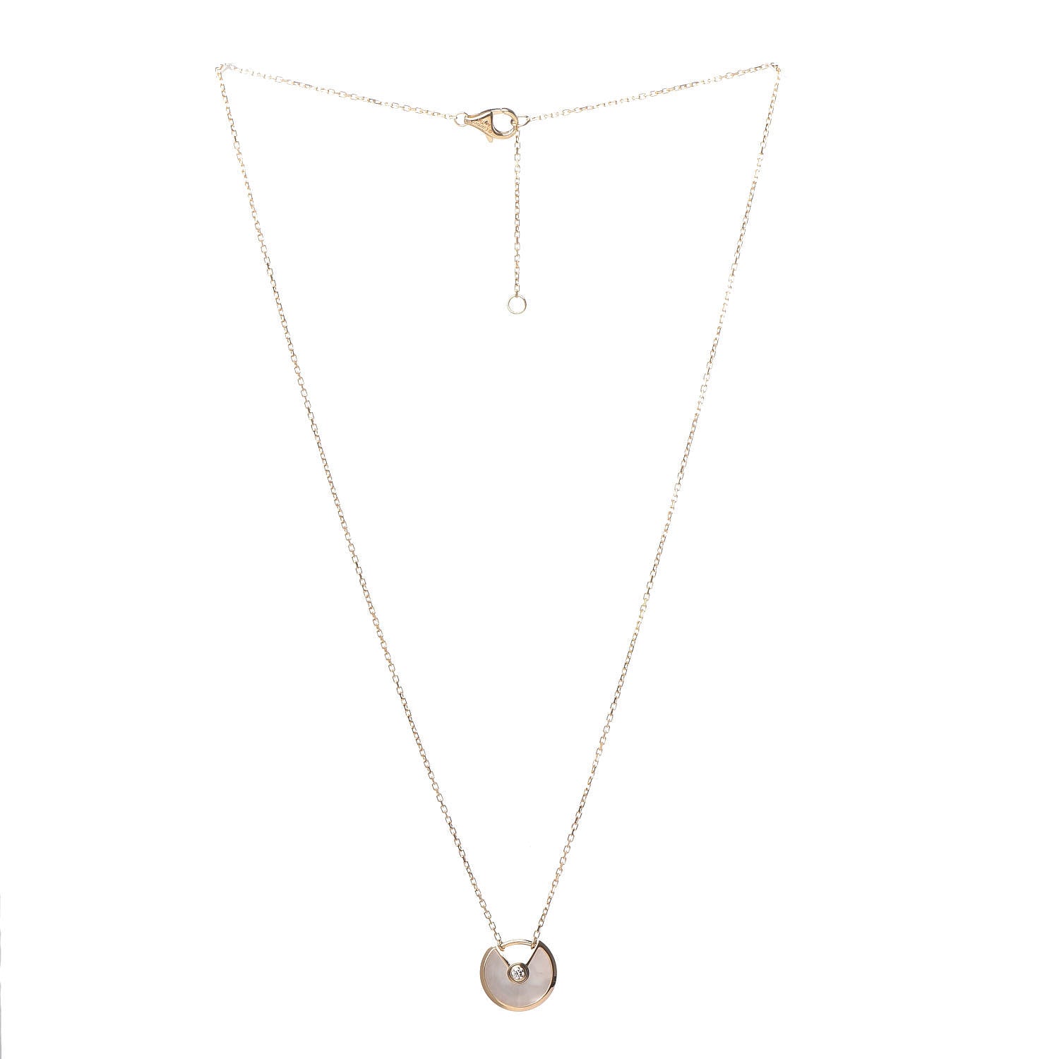 Cartier 18K Yellow Gold Diamond Mother of Pearl XS Amulette de Cartier Pendant Necklace 3 of 6