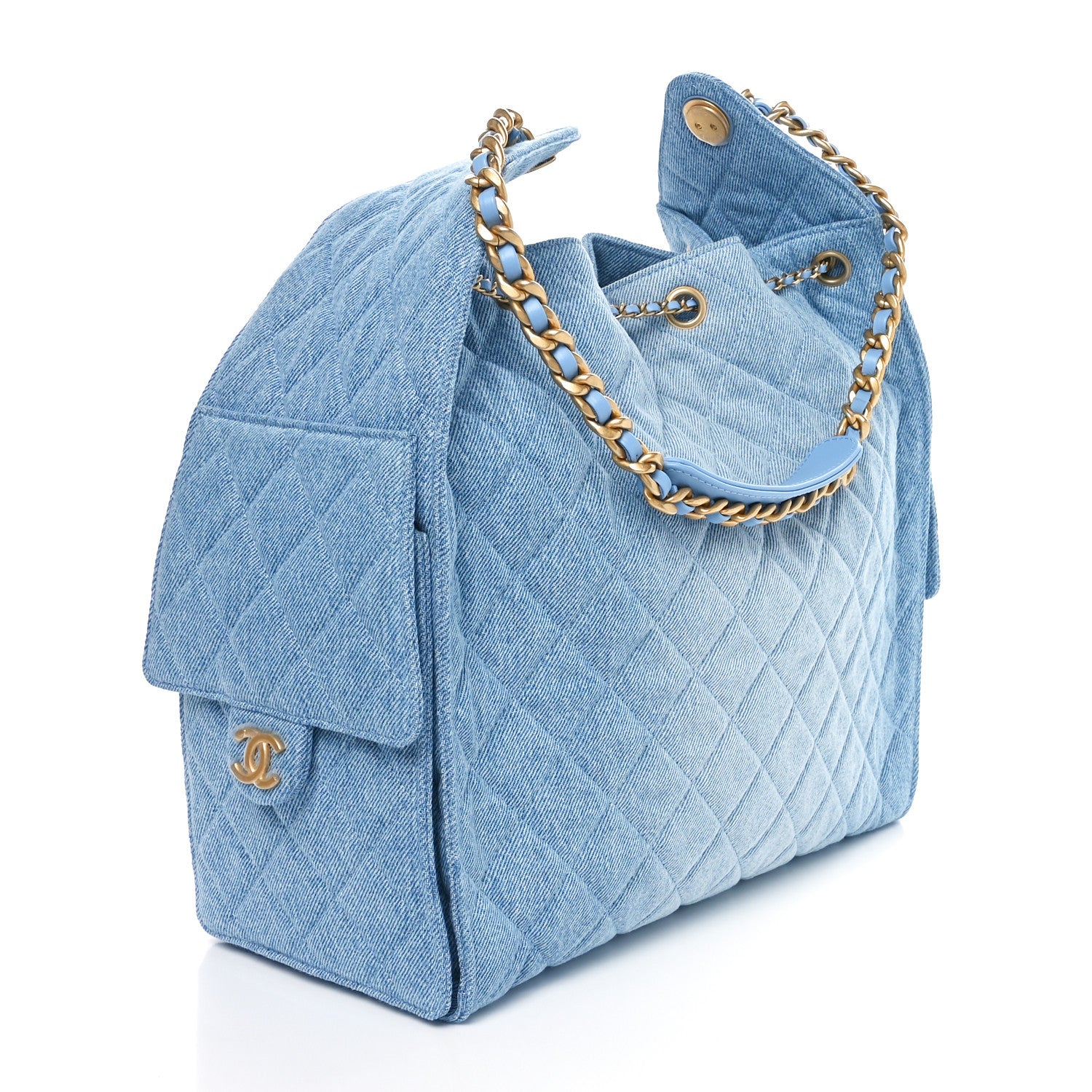 Chanel Washed Denim Quilted Medium Chanel 25 Handbag Blue 4 of 12