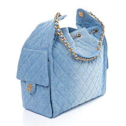 Chanel Washed Denim Quilted Medium Chanel 25 Handbag Blue 4 of 12