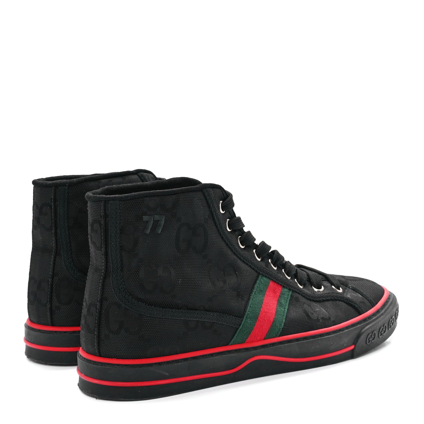 Econyl Nylon Web Monogram Mens Off The Grid 1977 Tennis High Top Sneakers 8 Black