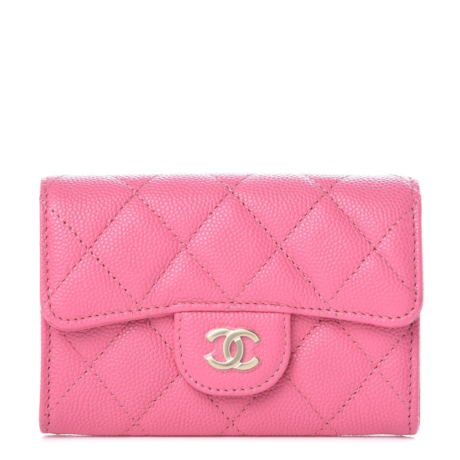 Chanel Caviar Quilted Card Flap Holder Pink 1 of 9