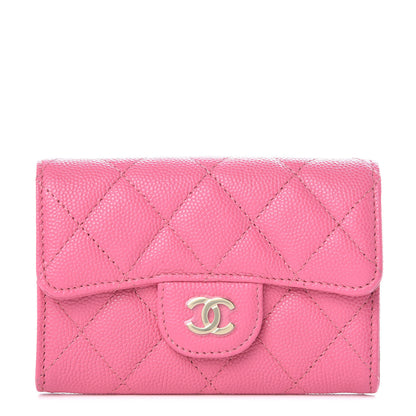 Chanel Caviar Quilted Card Flap Holder Pink 1 of 9