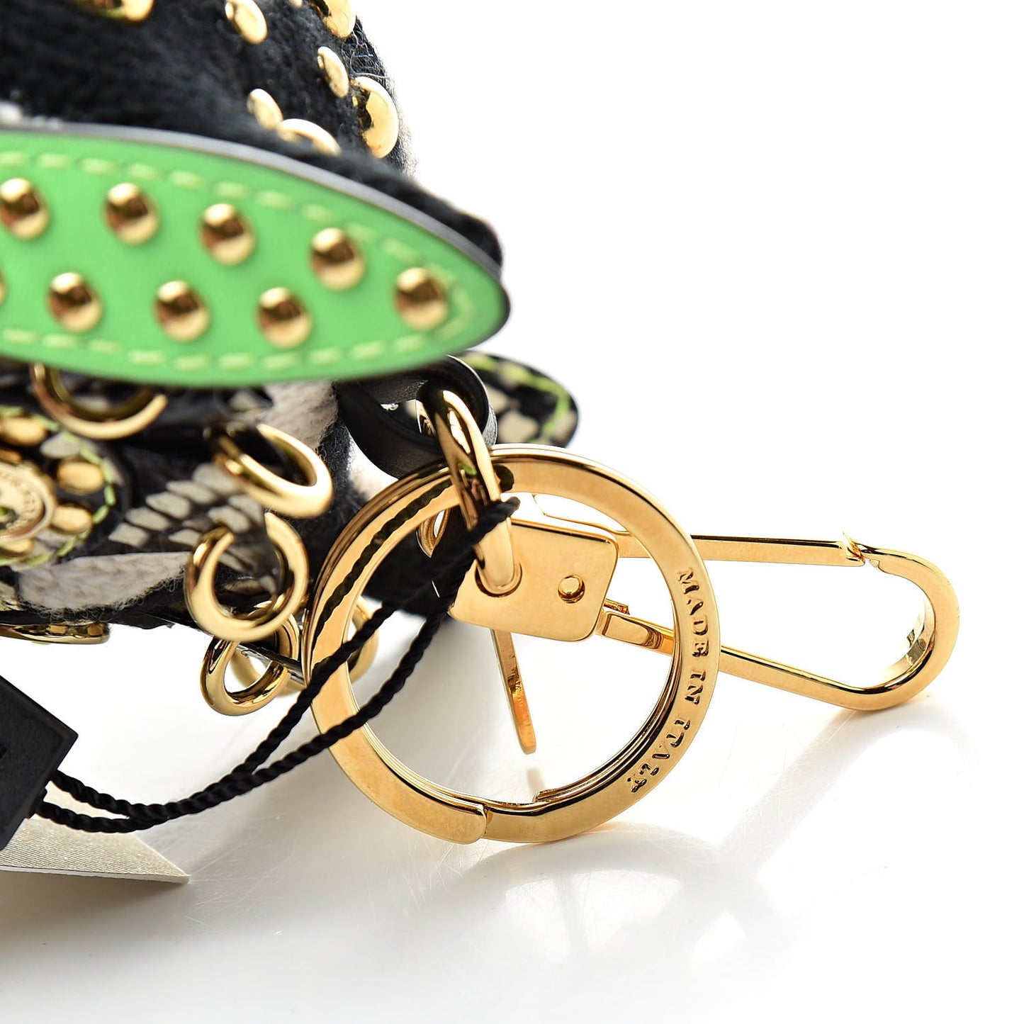 Calfskin Wool Cashmere Studded Mavis The Owl Bag Charm Grey Multicolor