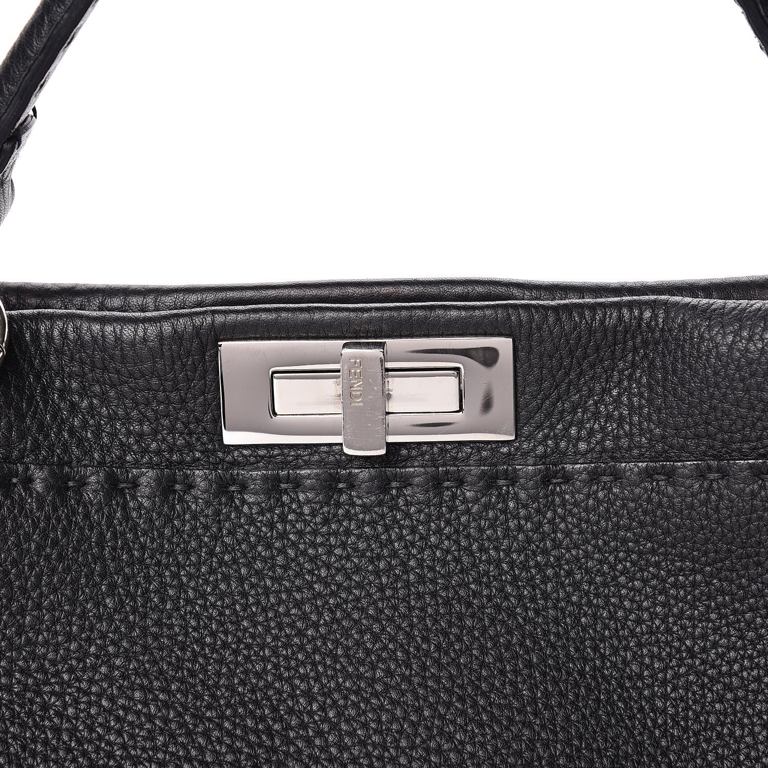 Fendi Cuoio Romano Selleria Bi-Color Large Peekaboo Iconic Satchel Black Mou 12 of 17