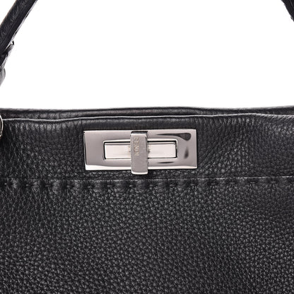 Fendi Cuoio Romano Selleria Bi-Color Large Peekaboo Iconic Satchel Black Mou 12 of 17