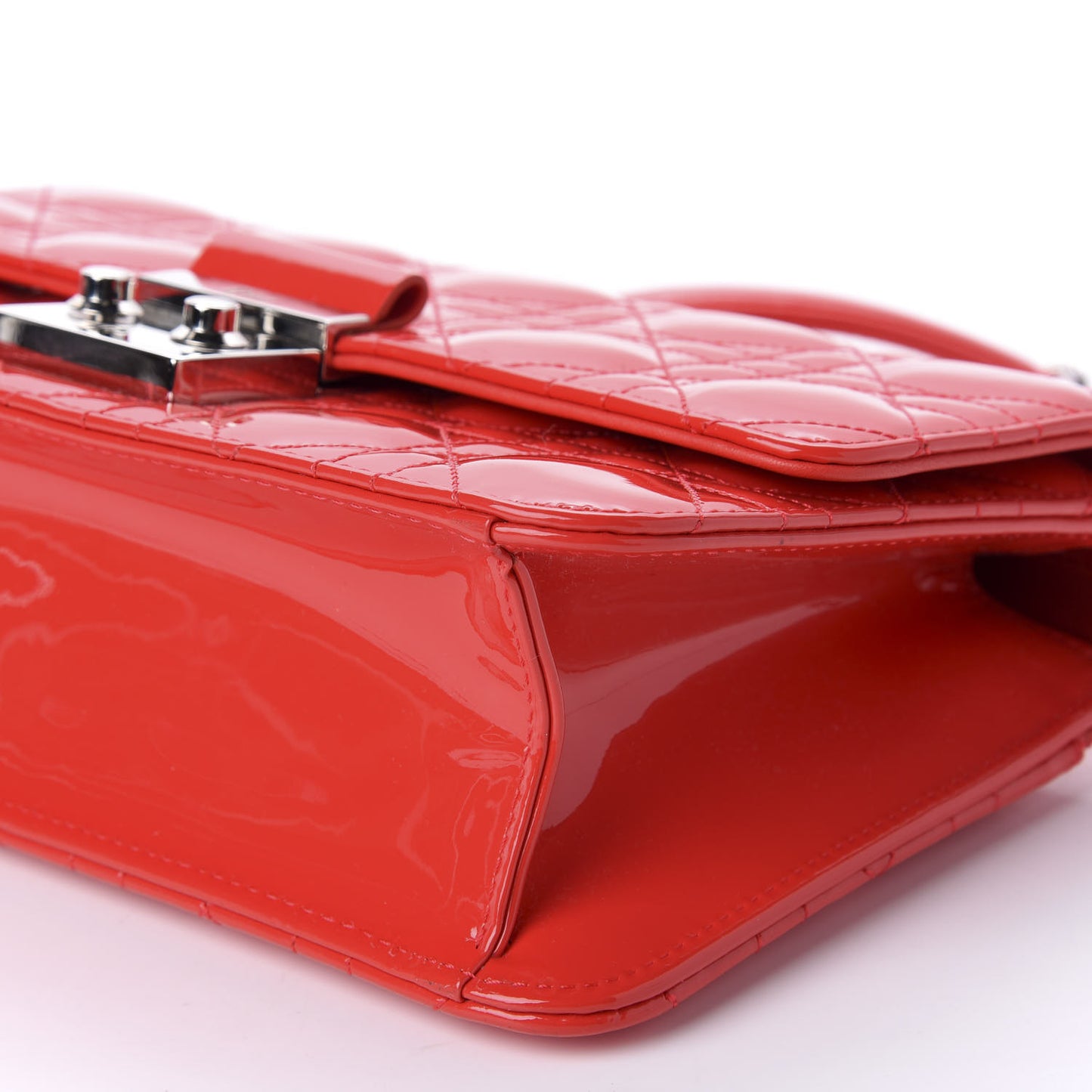 Patent Cannage Miss Dior Promenade Pouch Red