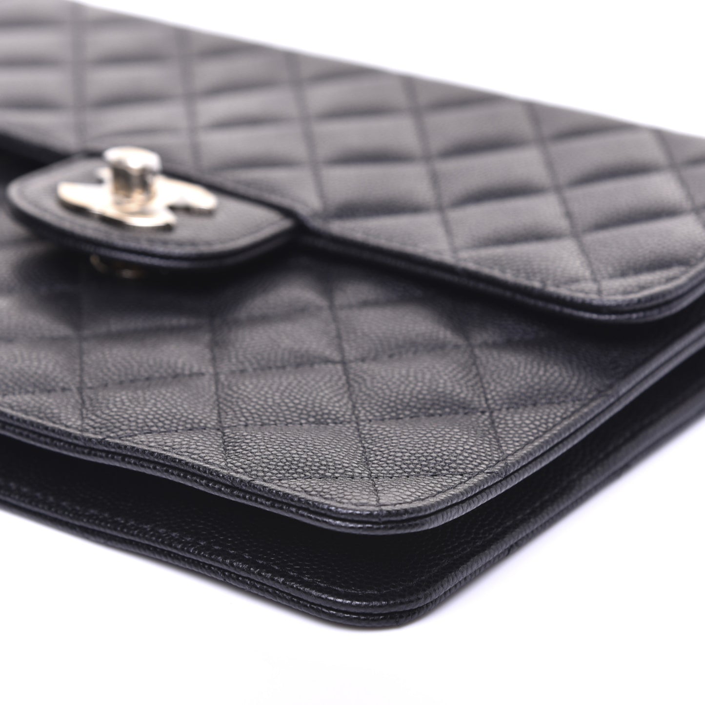 Caviar Quilted Square Flap Clutch Black