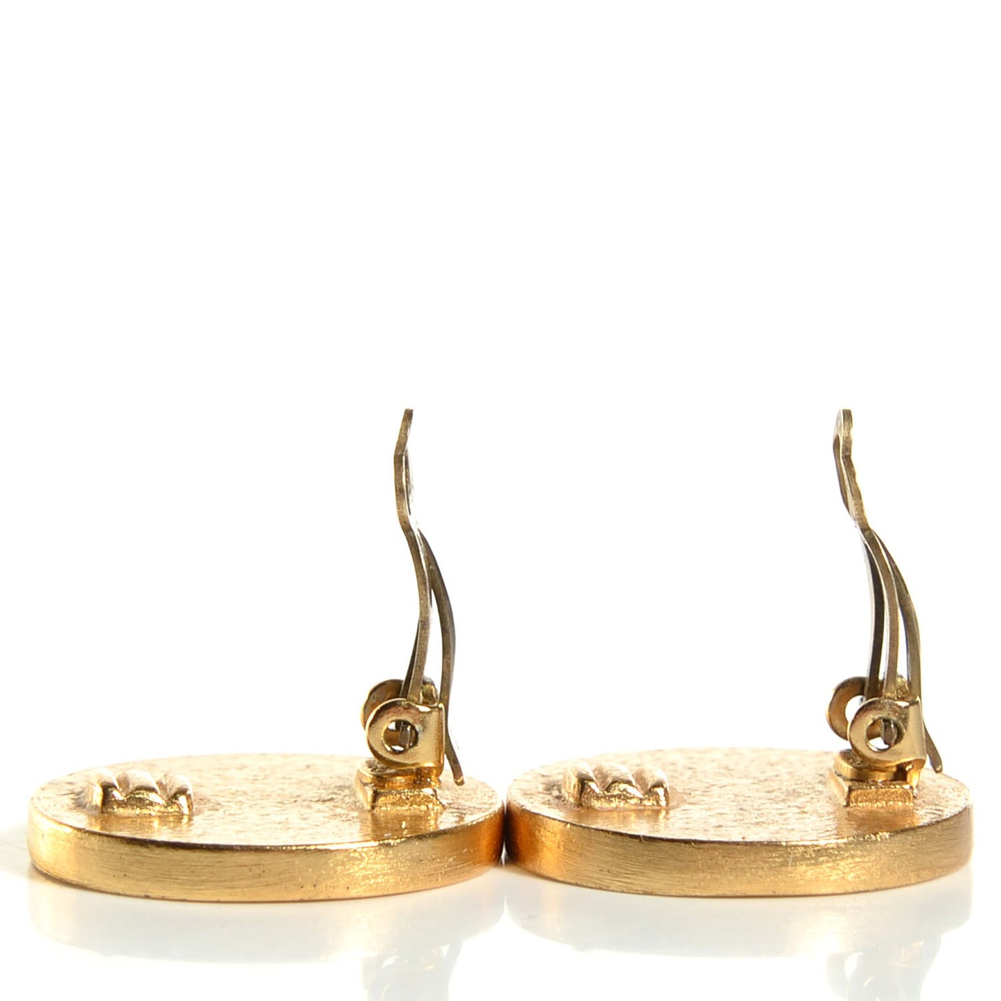 Enamel CC Clip On Earrings Black Gold