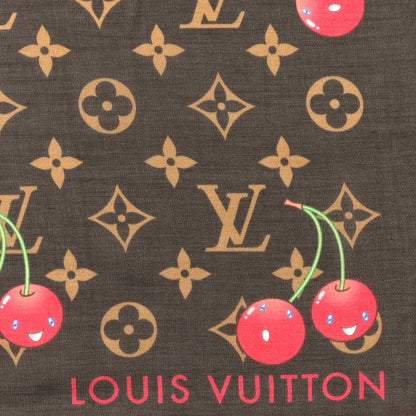 Louis Vuitton LV X TM Silk Monogram Cerise Square Scarf 55 Brown 2 of 3