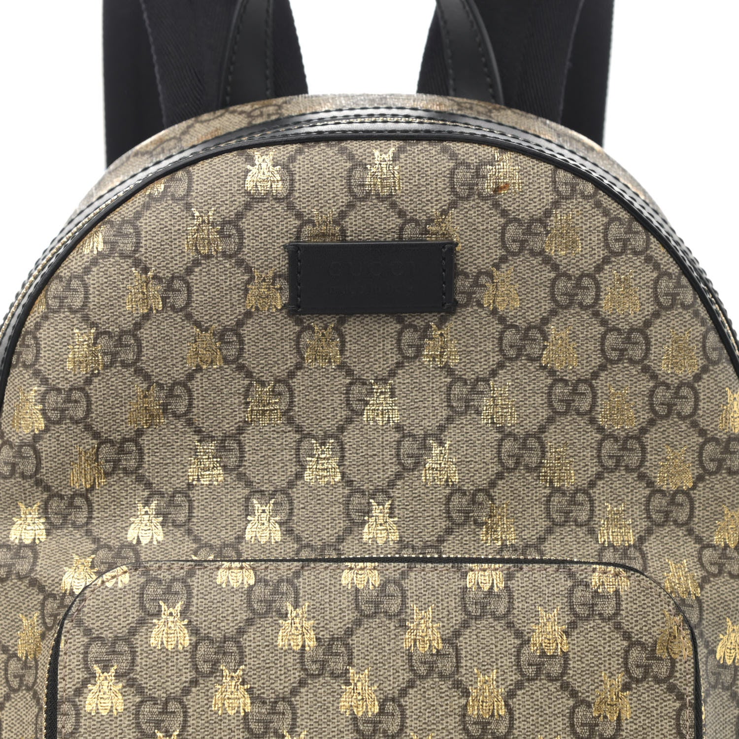 Gucci GG Supreme Monogram Bees Print Small Day Backpack Beige Oro Black 8 of 11