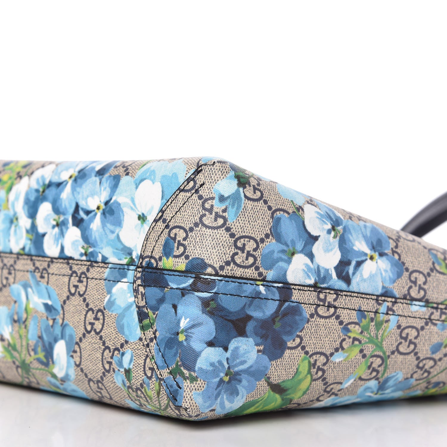Gucci GG Supreme Monogram Blooms Small Reversible Tote Beige Blue Navy 8 of 11