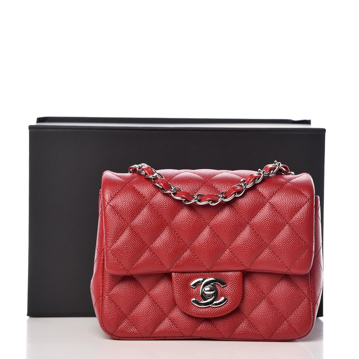 Chanel Caviar Quilted Mini Square Flap Red 10 of 10