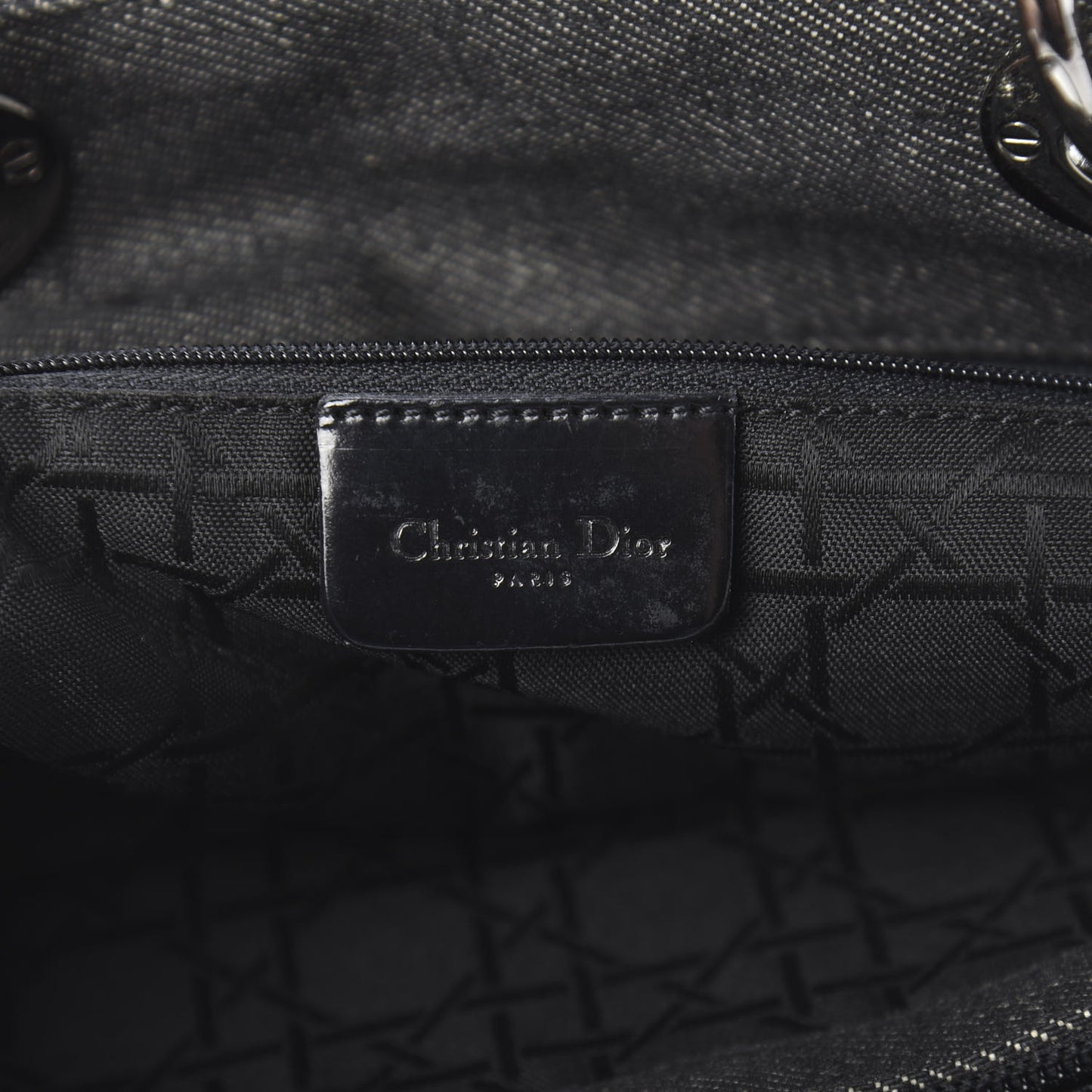 Denim Cannage Soft Large Lady Dior Tote Black