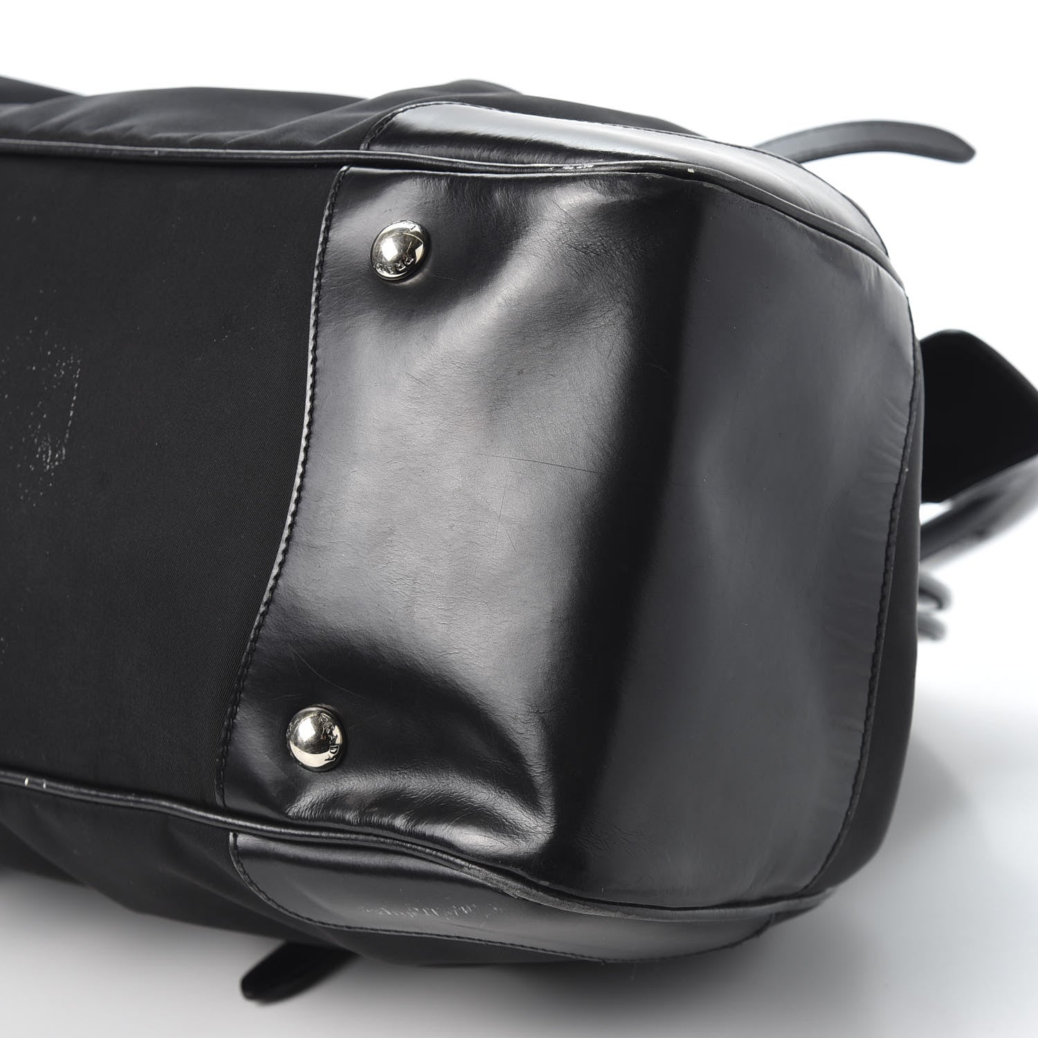 Prada Tessuto Nylon Calfskin Frame Satchel Black 5 of 15