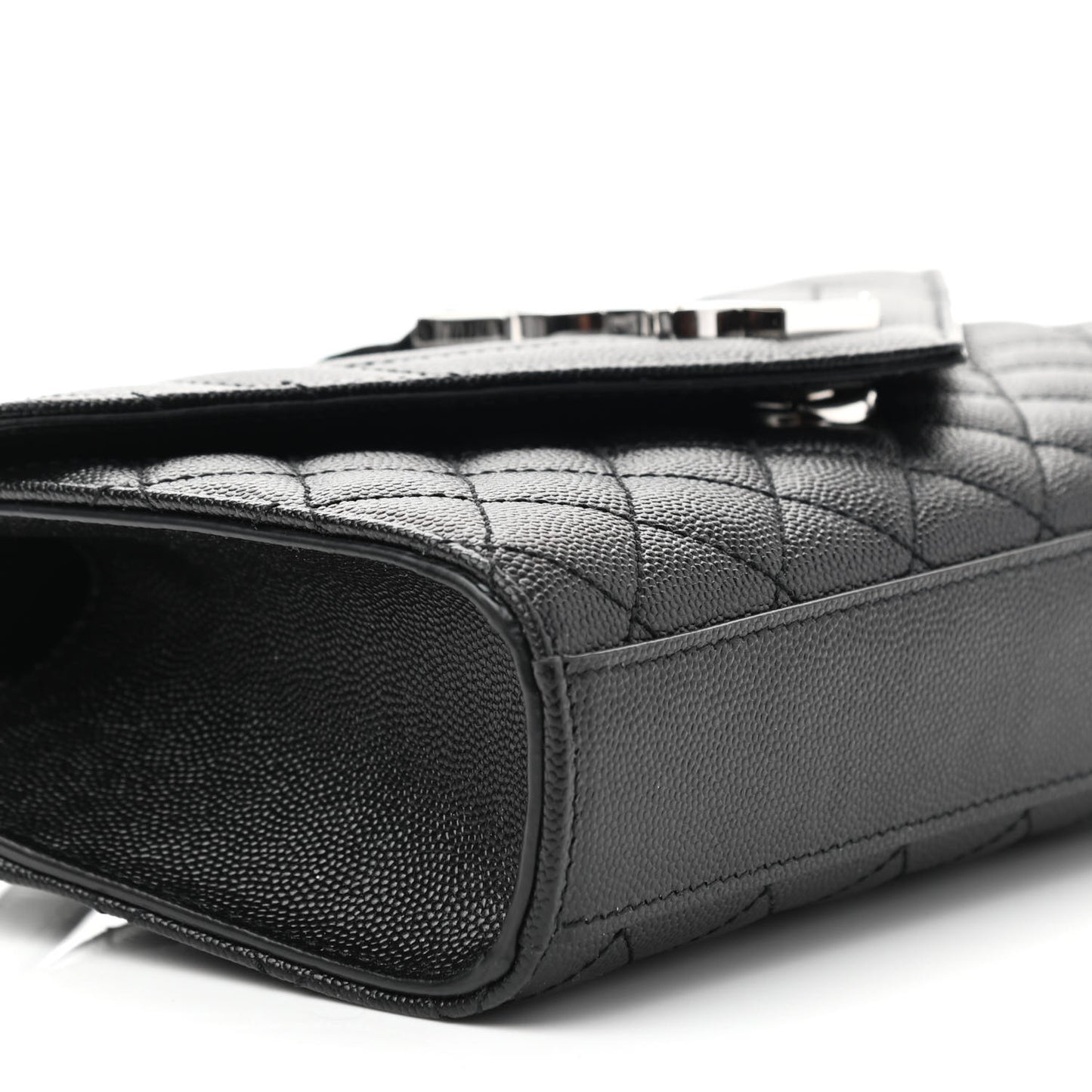 Grain De Poudre Textured Mixed Matelasse Triquilt Small Monogram Satchel Black