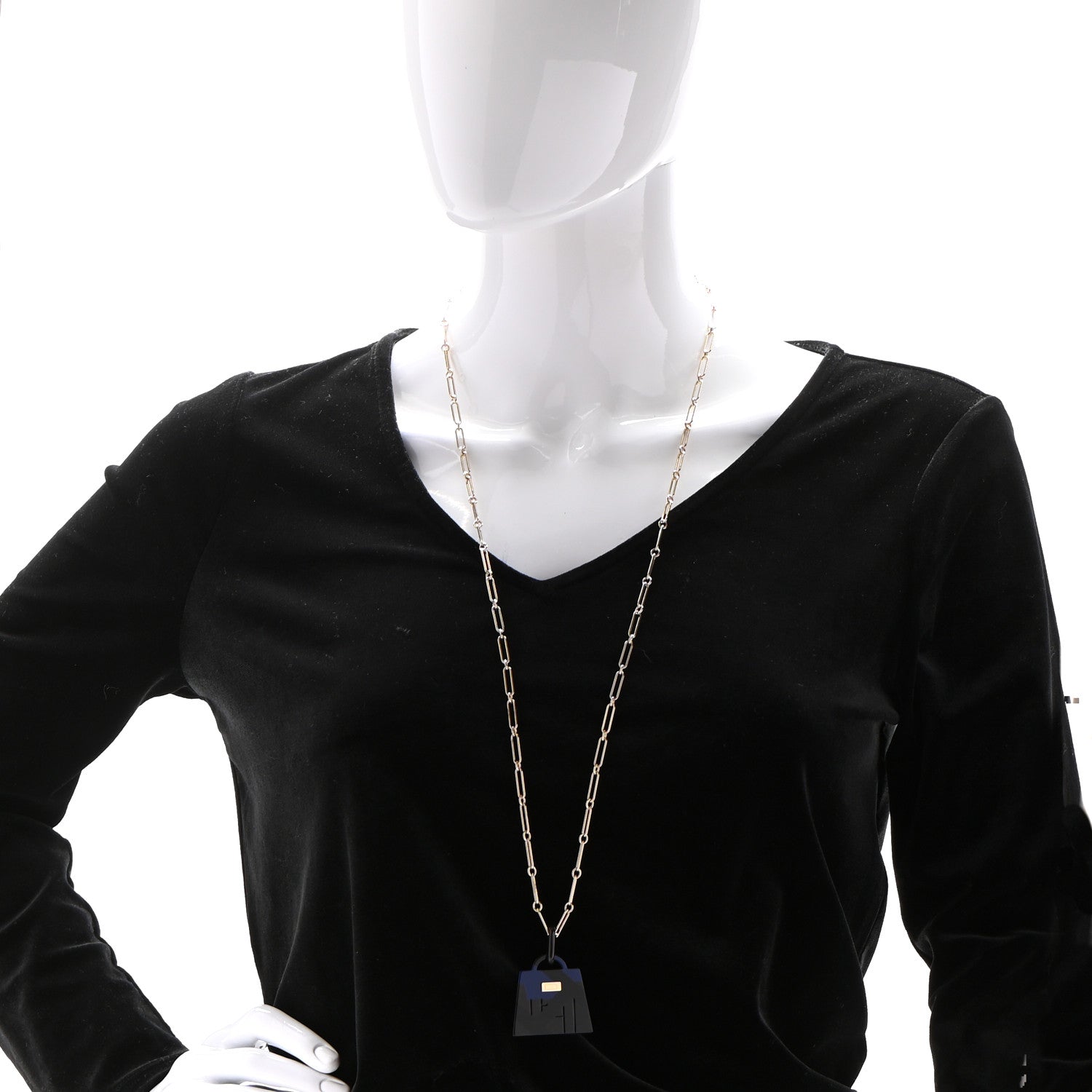 Hermes Permabrass Buffalo Horn Large Amulette Kelly Pendant Necklace 2 of 8