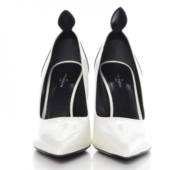 LOUIS VUITTON Calfskin Crocodile Embossed Matchmake Pumps 38 Black White