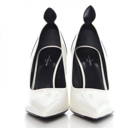 Louis Vuitton LOUIS VUITTON Calfskin Crocodile Embossed Matchmake Pumps 38 Black White 2 of 19