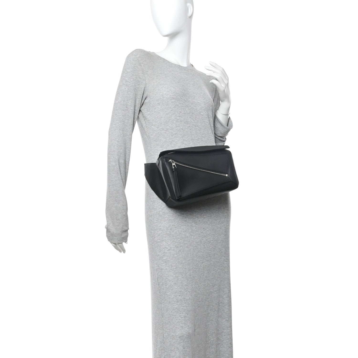 Loewe Diamond Embossed Calfskin Small Puzzle Bumbag Black 2 of 9