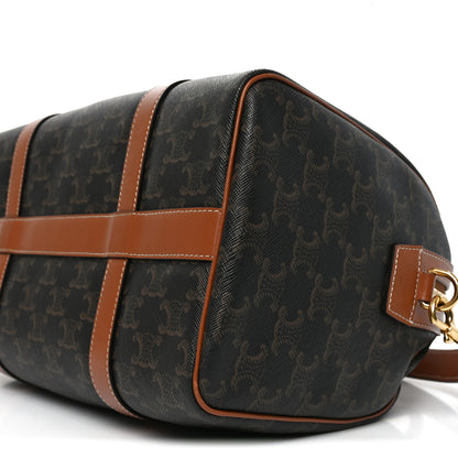 Celine Triomphe Canvas Calfskin Boston Bag Tan 9 of 9