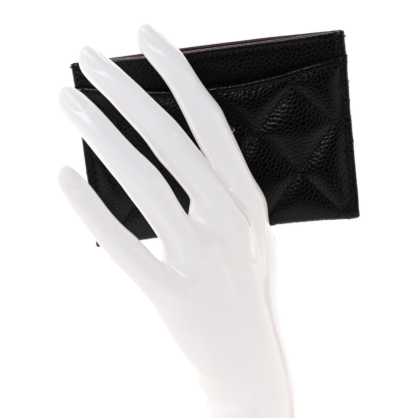 Caviar Quilted Card Holder Black
