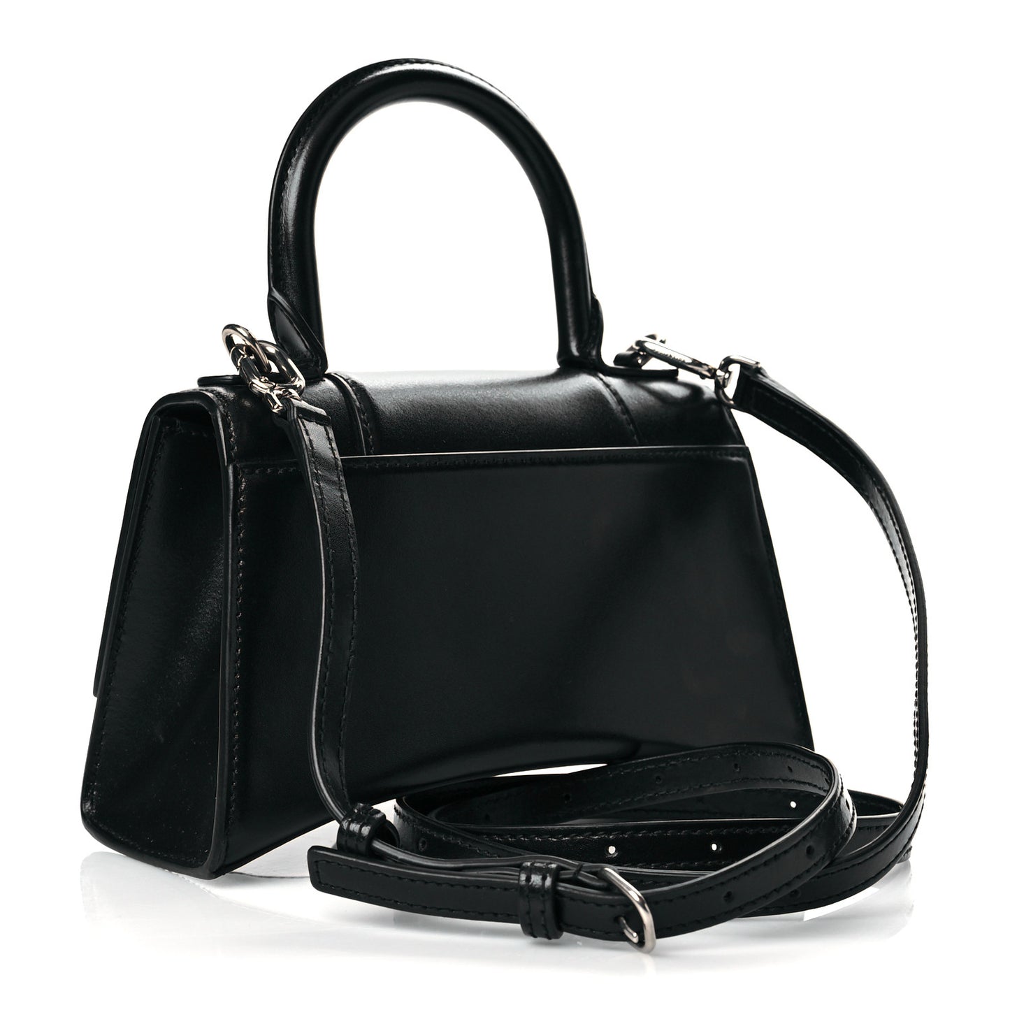 Box Calfskin Graffiti Logo Hourglass Top Handle Bag XS Black Silver