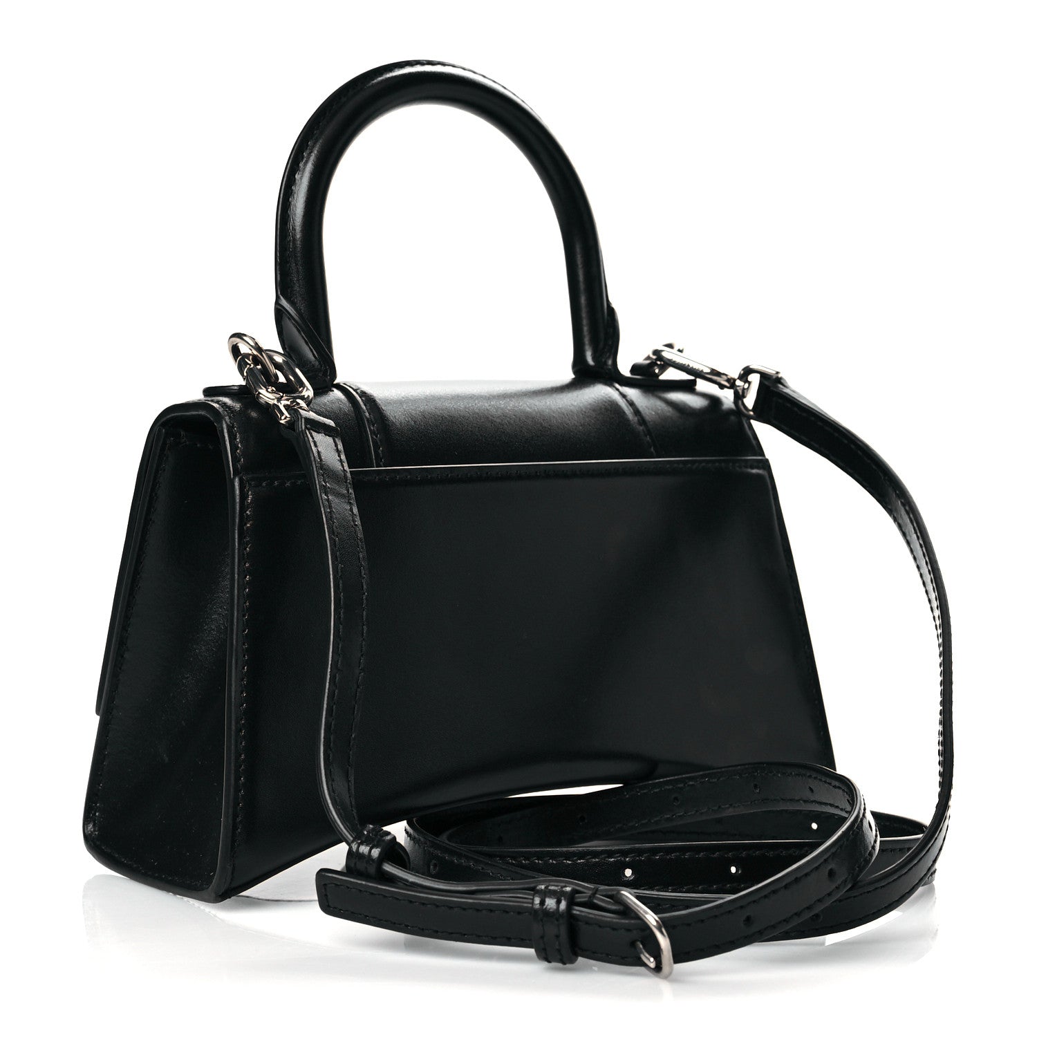 Balenciaga Box Calfskin Graffiti Logo Hourglass Top Handle Bag XS Black Silver 3 of 12