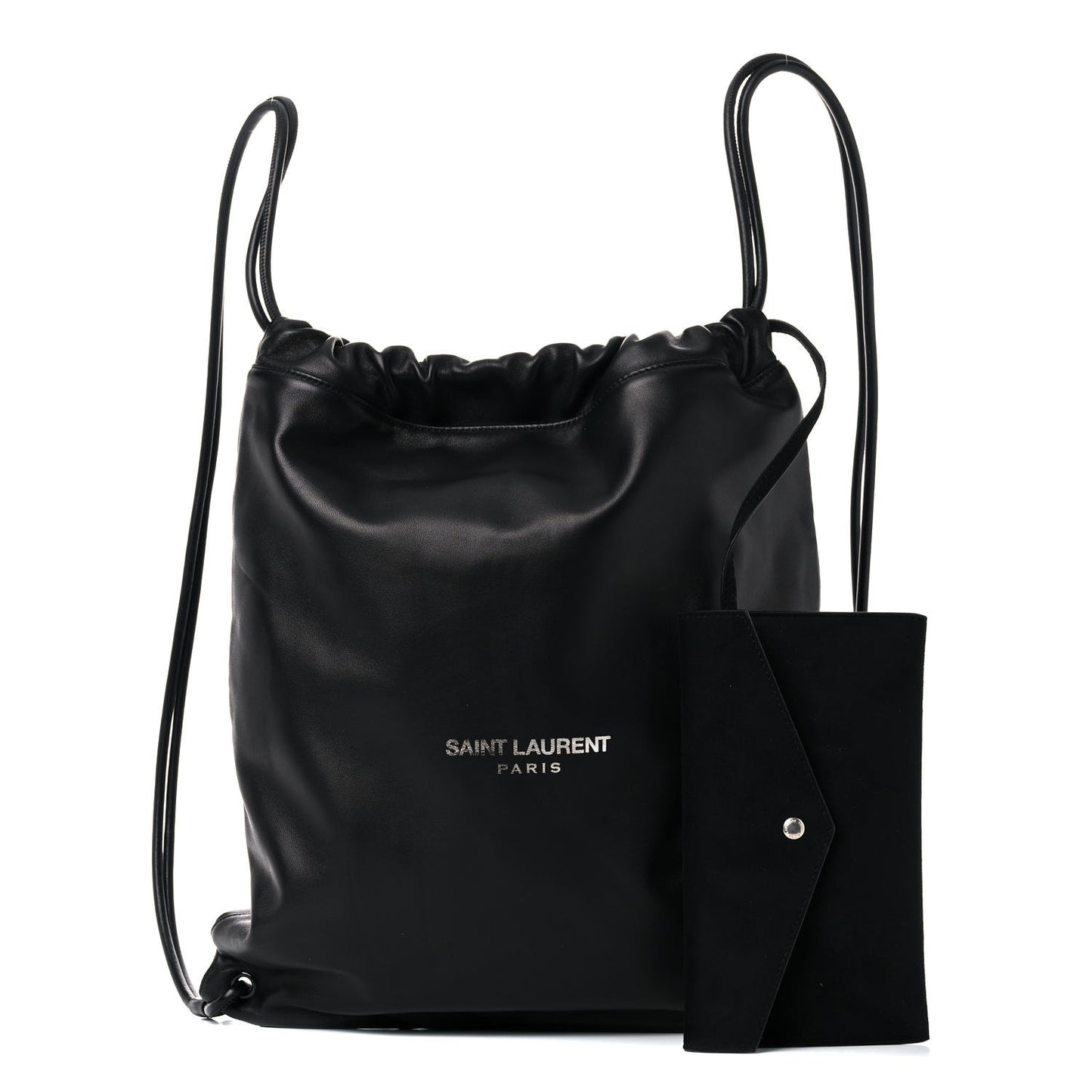 Lambskin Teddy Drawstring Bag Black