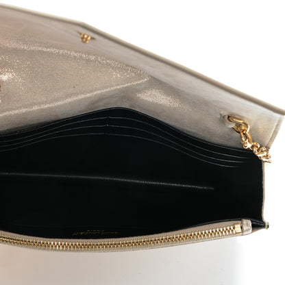 Saint Laurent Metallic Fabric Monogram Envelope Chain Wallet Champagne 5 of 6