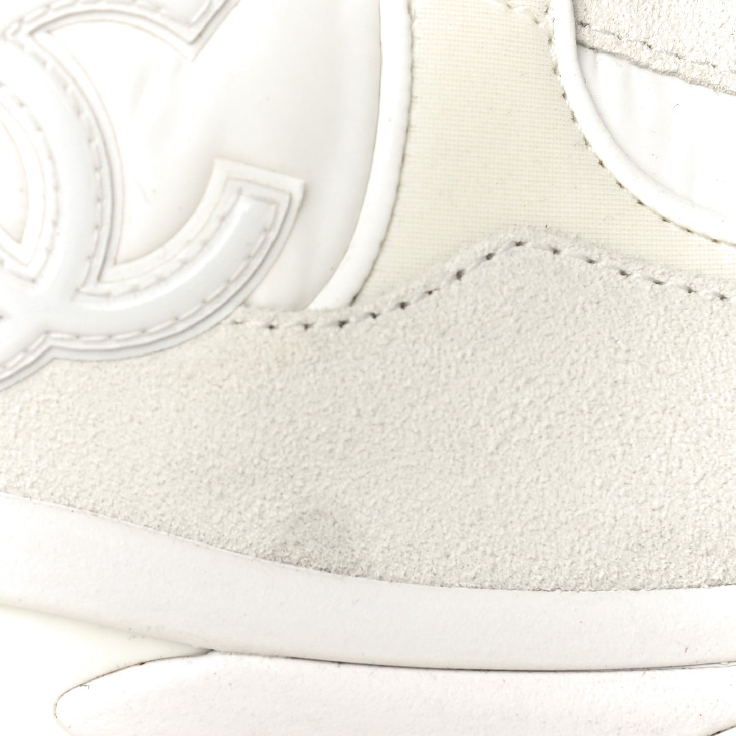 Suede Calfskin Fabric CC Sneakers 39.5 White