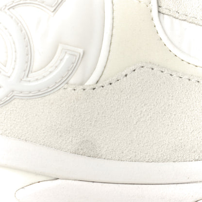Chanel Suede Calfskin Fabric CC Sneakers 39.5 White 26 of 32