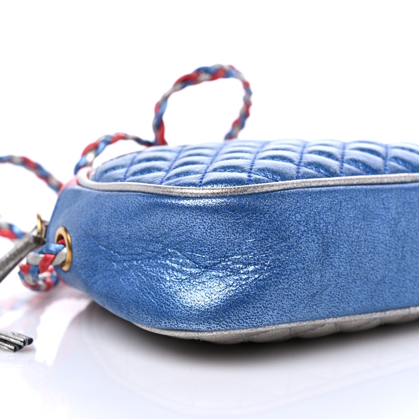 Laminated Nappa Trapuntata Mini Zumi Dome Shoulder Bag Rosso Marine Argento