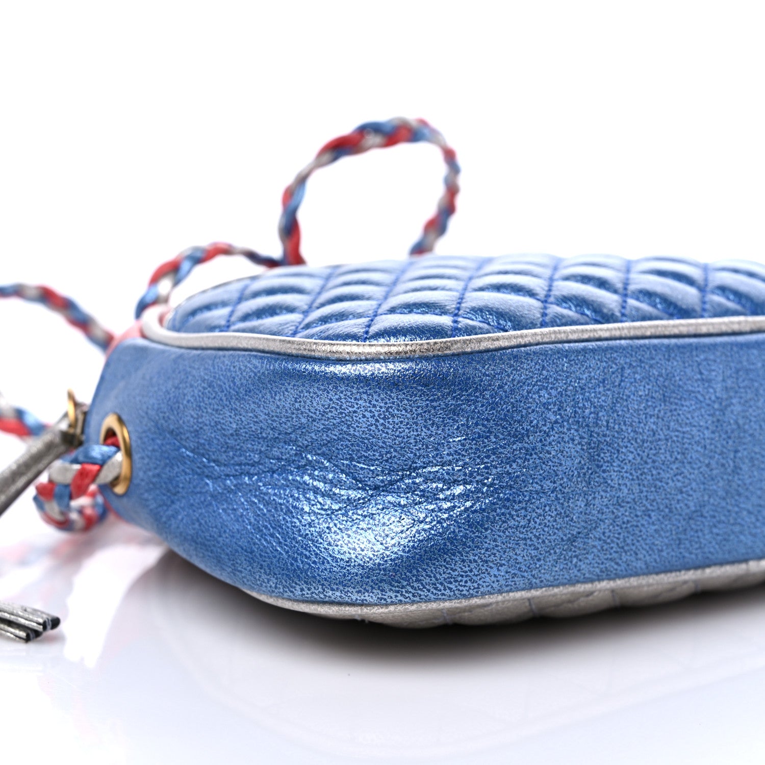Gucci Laminated Nappa Trapuntata Mini Zumi Dome Shoulder Bag Rosso Marine Argento 8 of 10