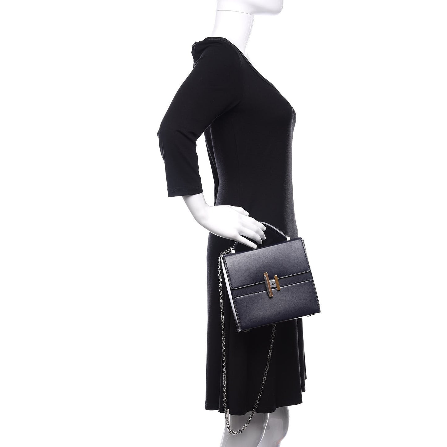 Villandry Calfskin Cinhetic Boxy Top Handle Bag Bleu Nuit