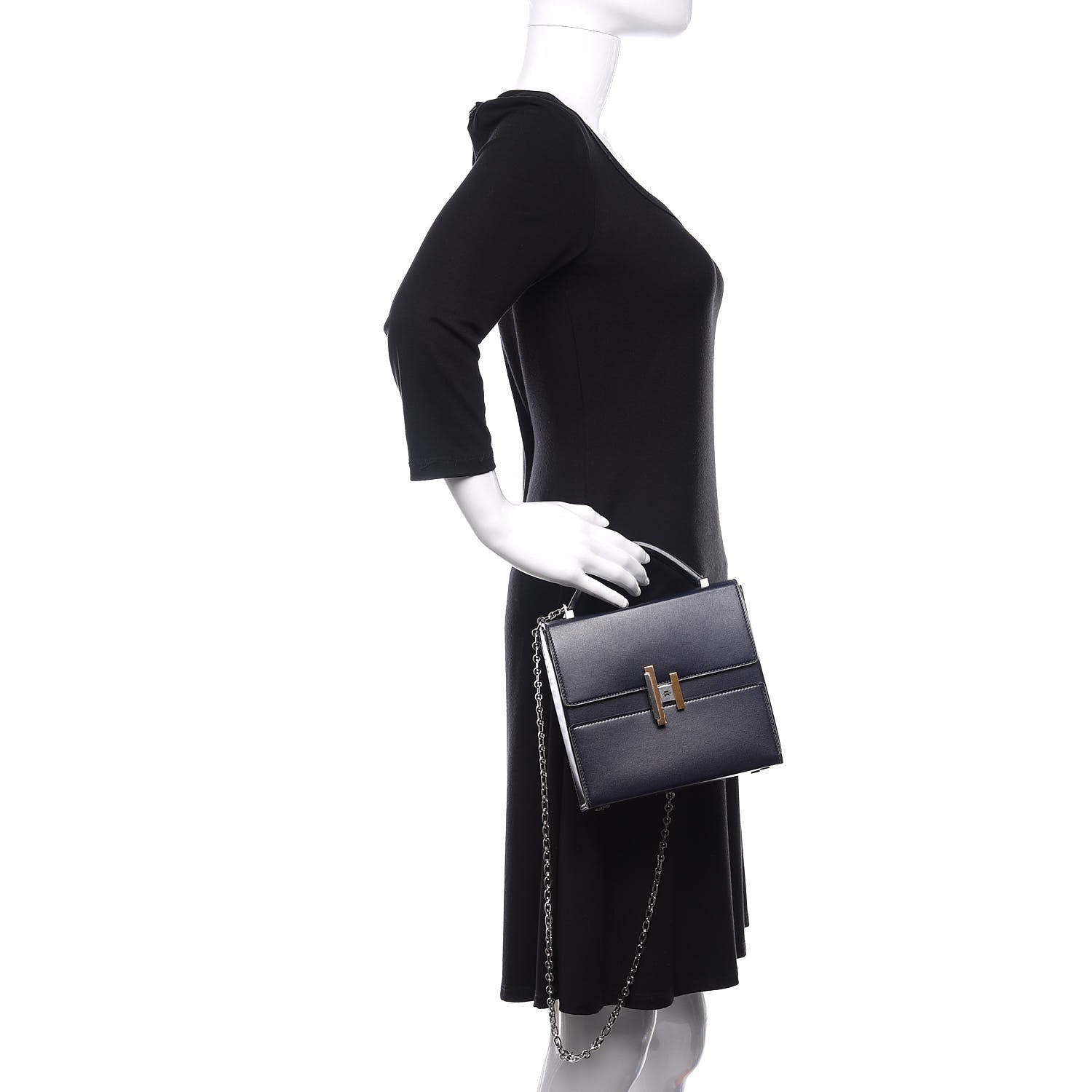 Hermes Villandry Calfskin Cinhetic Boxy Top Handle Bag Bleu Nuit 3 of 12