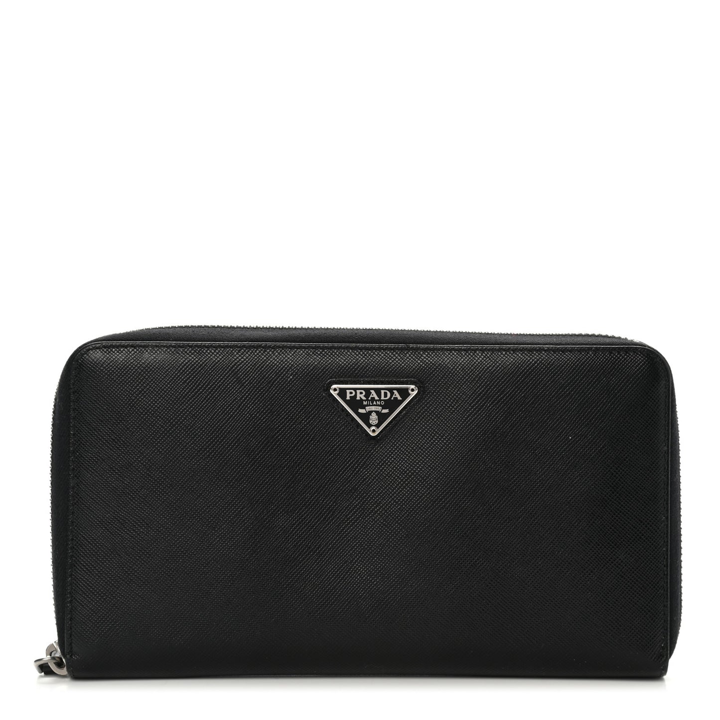 Saffiano Triangle Zip Around Wallet Black